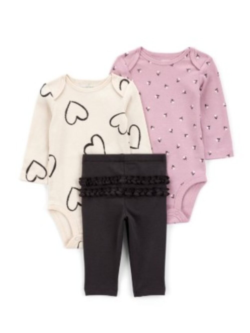 Carter's Baby Girls 3-Piece Outfit Set Cream Pink Hearts Multiple Sizes